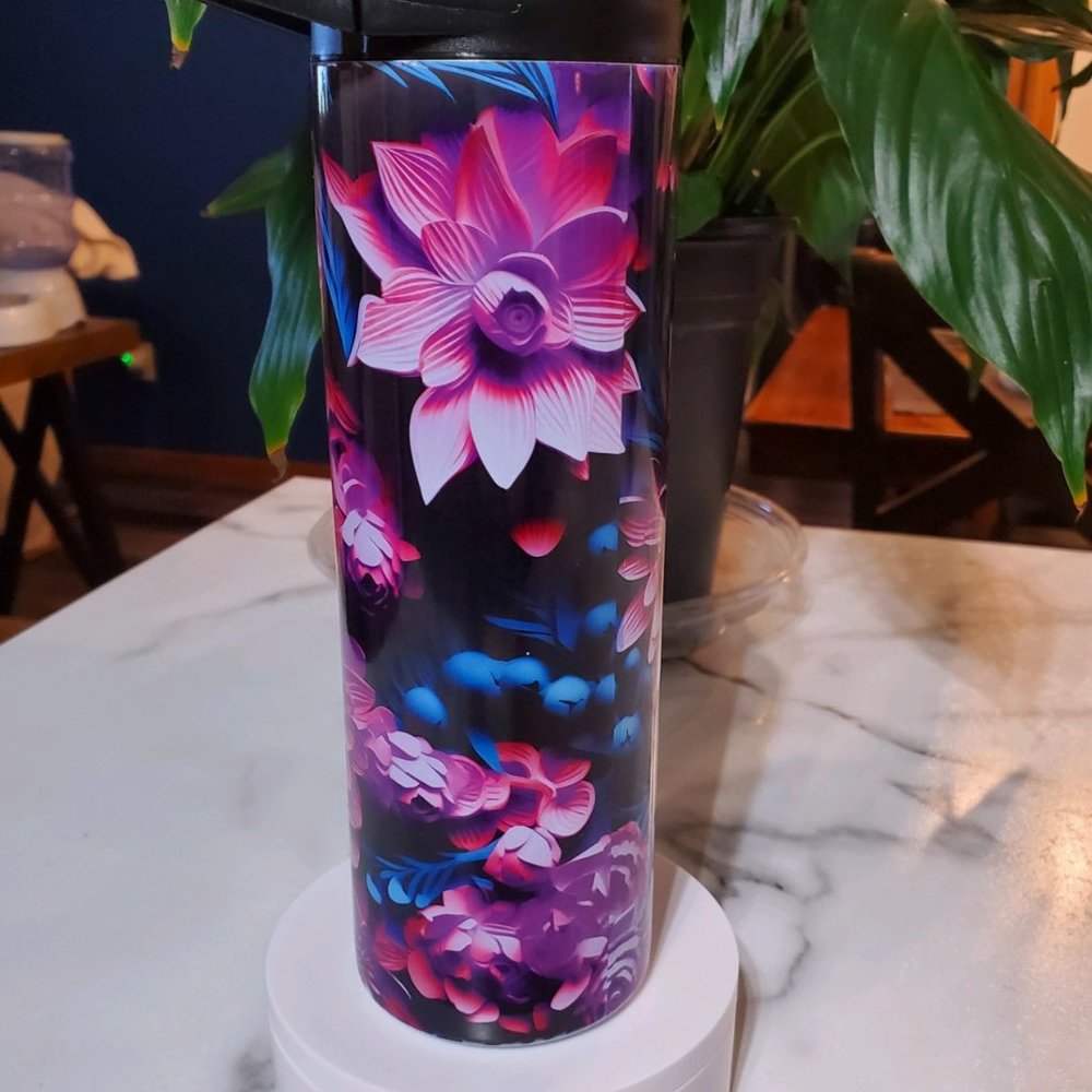 3D Flower Art 20oz Tumbler with duo lids 🎉sale
